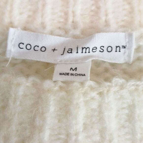 CoCo+Jaimeson Ivory Square neck long sleeve crop sweater size medium - Picture 5 of 8